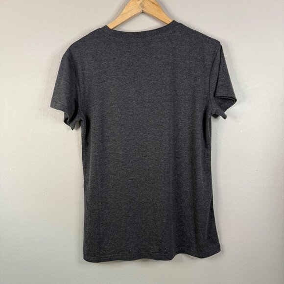 Christmas Graphic T-Shirt Charcoal Gray With Red Plaid Tree Print Size S - Picture 6 of 9